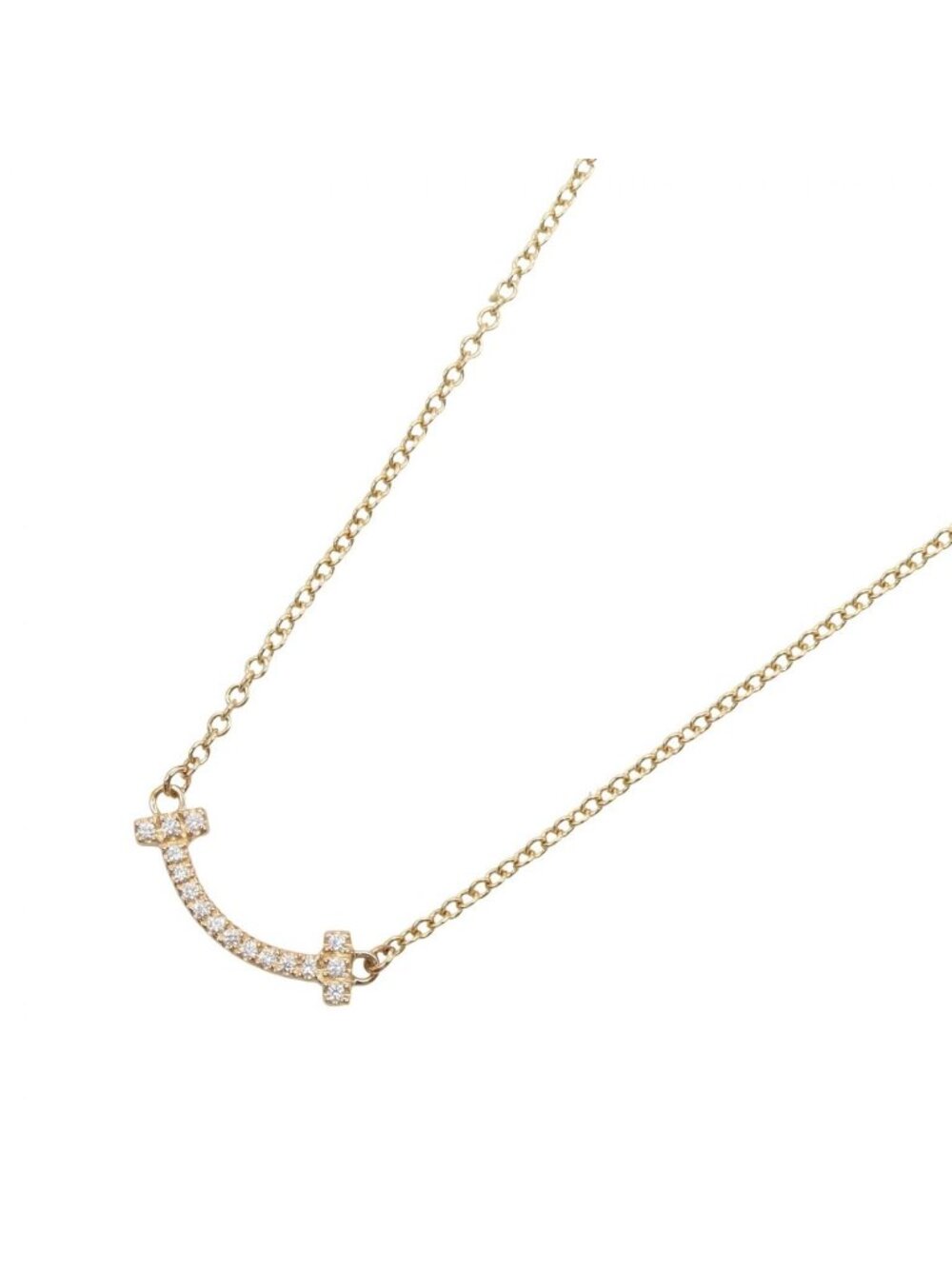 Tiffany & Co Necklace T Smile Mini Diamond 41 45.5 18k Pink Gold